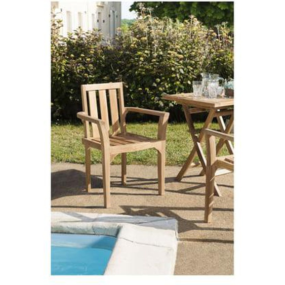 HARRIS - Ensemble de 2 fauteuils de jardin empilables en bois Teck