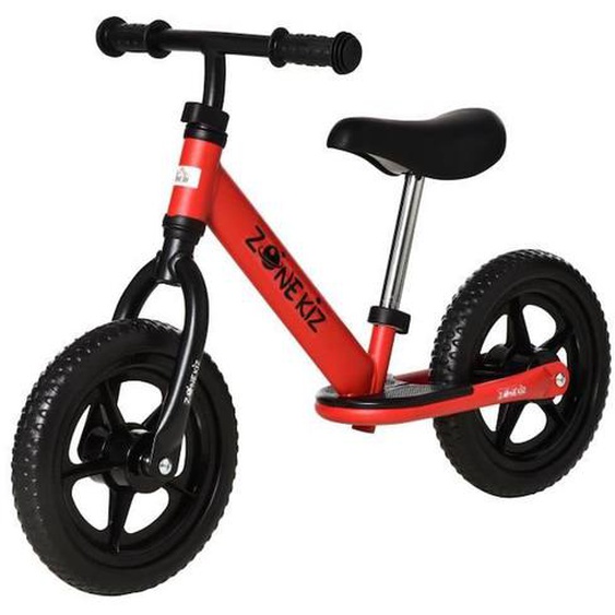 Homcom Draisienne Enfant Vélo Sans Pédales Roues 12 Eva Hauteur Selle Et Guidon Réglable Cale-pied Antidérapant Acier Rouge Noir Rouge