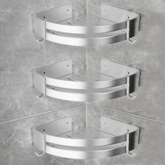 Homeins Lot de 3 Étagères de Douche en Aluminium Installation sans Perçage Étagères dAngle pour Salle de Bains Cuisine Chambre