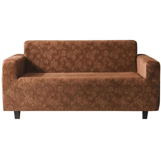 Housse de Canape de 1 Place Velours Couleur Unie Pour Longueur de 90 - 140 cm Cafe