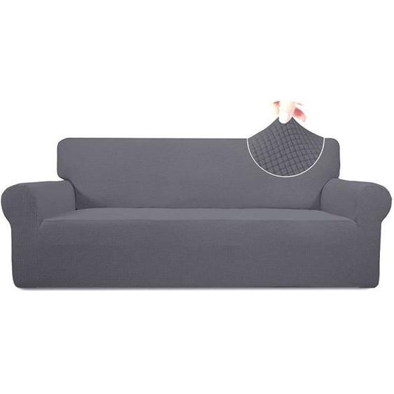 Housse de Canapé de 3 Places Extensible en Polyester Anti-Poussière Protection et Décoration de Canapé 190-230cm - Gris