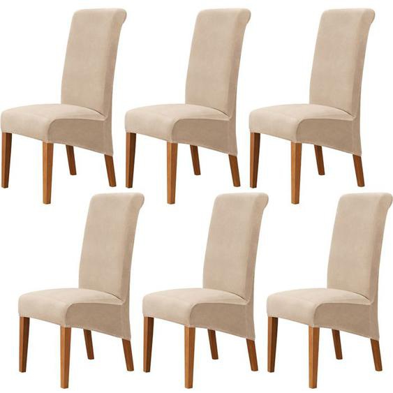 Housse de Chaise XL Salle à Manger 6 pieces Extensible Couverture de Chaises Dossier Haut Amovible et Lavable Housses de Chaises, A