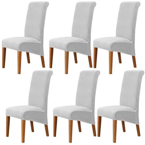 Housse de Chaise XL Salle à Manger 6 pieces Extensible Couverture de Chaises Dossier Haut Amovible et Lavable Housses de Chaises,D