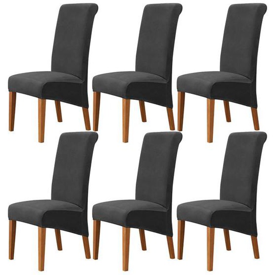 Housse de Chaise XL Salle à Manger 6 pieces Extensible Couverture de Chaises Dossier Haut Amovible et Lavable Housses de Chaises,E