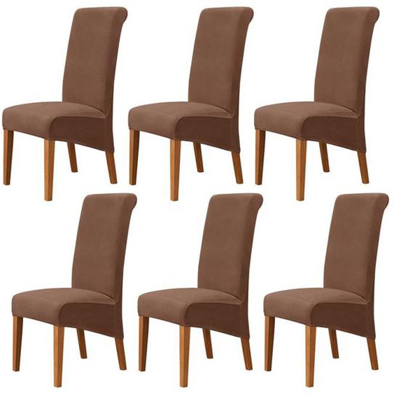 Housse de Chaise XL Salle à Manger 6 pieces Extensible Couverture de Chaises Dossier Haut Amovible et Lavable Housses de Chaises,F