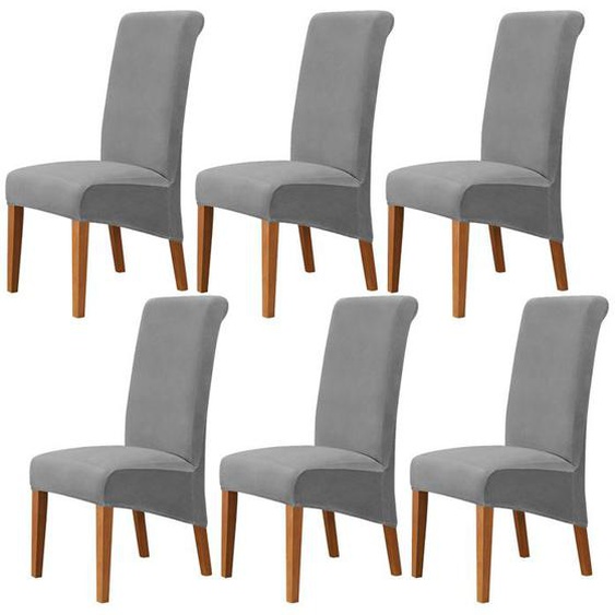 Housse de Chaise XL Salle à Manger 6 pieces Extensible Couverture de Chaises Dossier Haut Amovible et Lavable Housses de Chaises,G