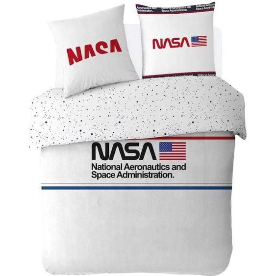 Housse De Couette Nasa - 200x200 Cm - 100% Coton - Blanc Blanc