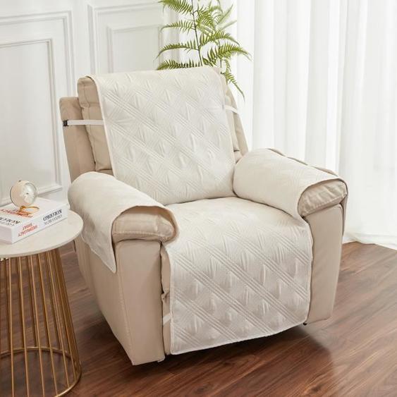 Housse de Fauteuil Relax Matelassé Antidérapant,Couvre Fauteuil Relax ,Protecteur Canapé 1 Place Doux ,Beige