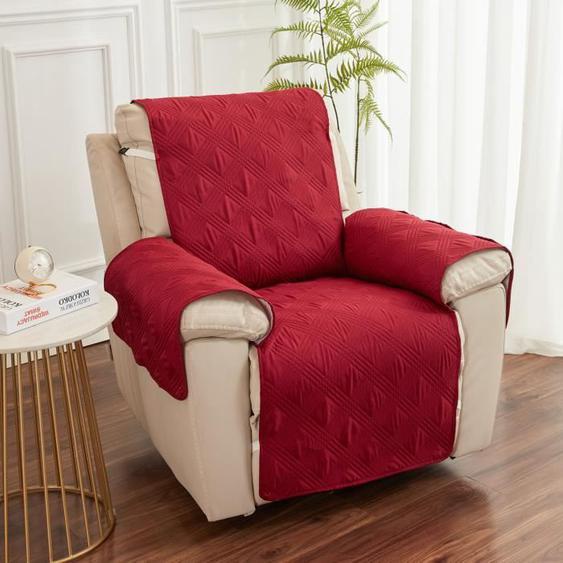 Housse de Fauteuil Relax Matelassé Antidérapant,Couvre Fauteuil Relax ,Protecteur Canapé 1 Place Doux ,Rouge