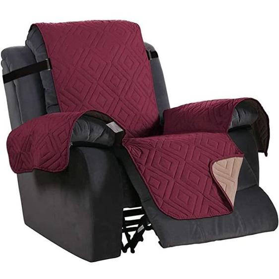 Housse De Fauteuil Relax,WOVTE Réversible Housse De Chaise Inclinable Matelassé Housses De Canapé / 53CM - vin rouge