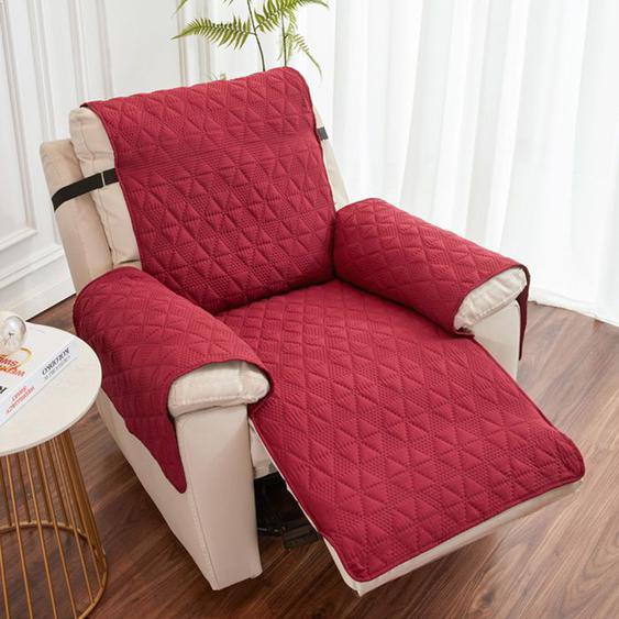 HOUSSE DE FAUTEUIL Réversible Imperméable,55 x 200cm Universel Housse de Canapé Inclinable 1 Place avec Sangles élastiques,Bordeaux