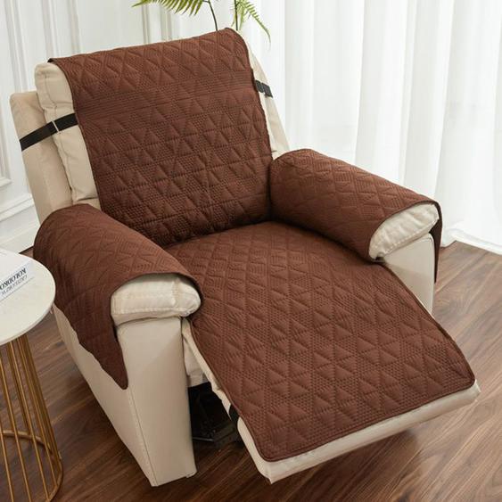 HOUSSE DE FAUTEUIL Réversible Imperméable,55 x 200cm Universel Housse de Canapé Inclinable 1 Place avec Sangles élastiques,Marron