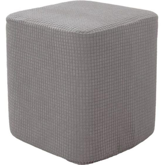 Housse de pouf carré extensible gris - HOMYL - Tissu - Décoration de meubles