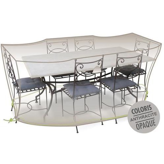 Housse de protection pour table à manger rectangulaire + chaises 240 x 130 x 70 cm Gris