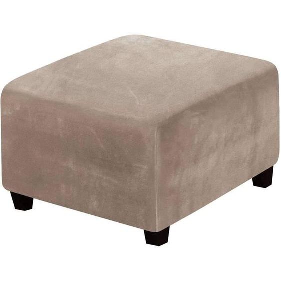 Housse de repose-pieds extensible luxueuse carrée en daim pliable - WOVTE - taupe