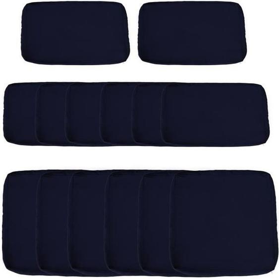 Housses de Rechange Coussins Salon de Jardin - OUTSUNNY - Lot de 14 - Bleu - Plastique Résine - Extérieur