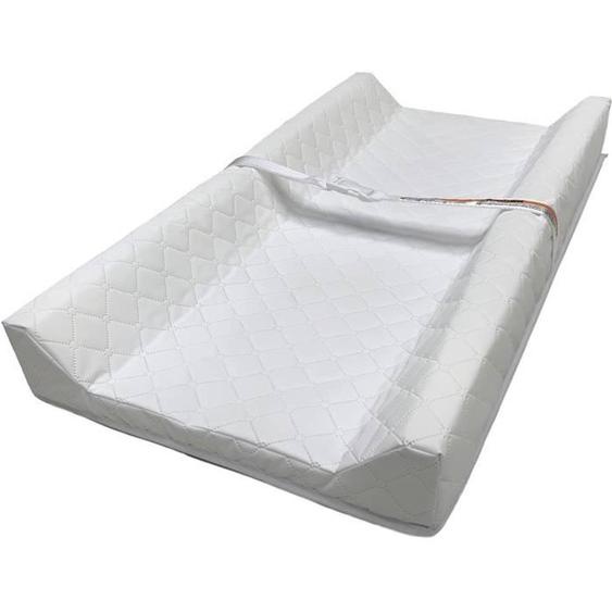 Ingenuity Matelas À Langer Avec Rebords Et Ceinture De Sécurité, Imperméable, Housse 100% Coton Incluse Blanc