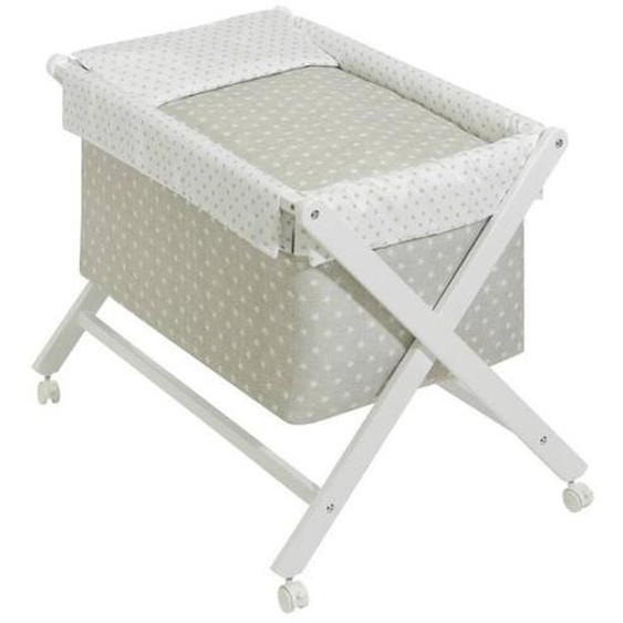 Interbaby Berceau 90 X 55 Cm Bois/coton Beige/blanc 5-pièces Blanc