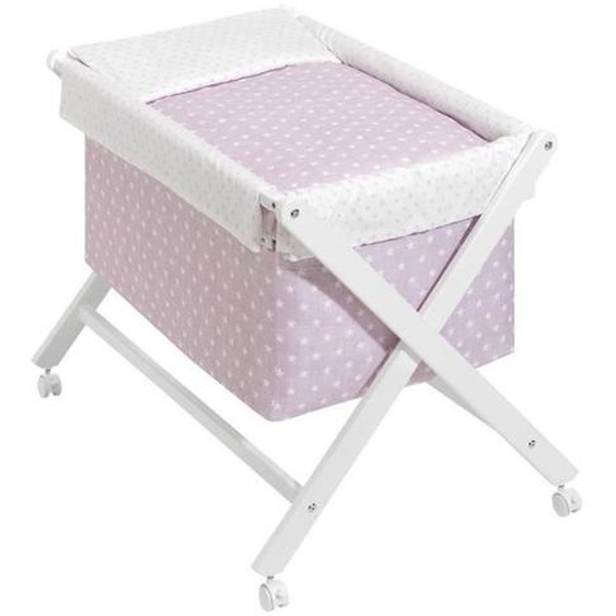 Interbaby Berceau 90 X 55 Cm Bois/coton Rose/blanc 5-pièces Rose