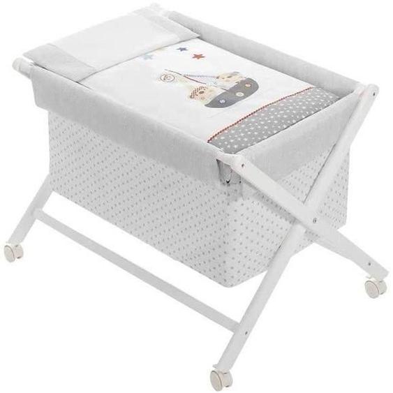 Interbaby Berceau Junior 90 X 55 Cm Bois/coton Blanc 5 Pièces Blanc