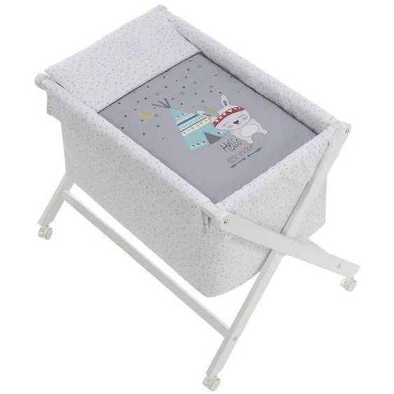 Interbaby Berceau Petit Indien 90 X 55 Cm Bois Gris/blanc Gris