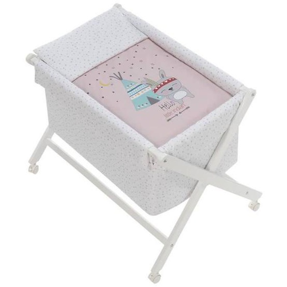 Interbaby - Berceau Petit Indien 90 X 55 Cm Bois Rose/blanc Rose