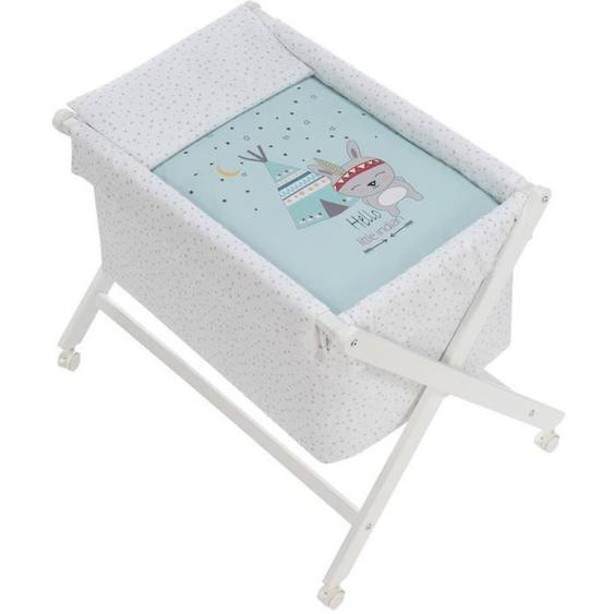 Interbaby Berceau Pliable Tipi 90 X 55 Cm Bois Blanc/bleu 5-pièces Blanc