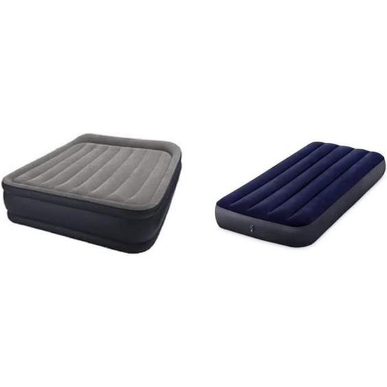 Intex lit Gonflable Deluxe Pillow Rest Raised - électrique 2 pers & Matelas Classic Downy Bleu