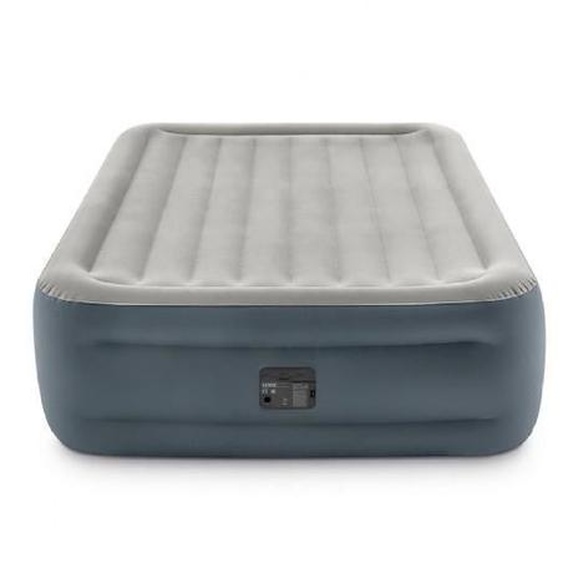 INTEX Matelas double Essential Rest - Lit gonflable - avec pompe électrique - pour intérieur - PVC - Gris - 152x203x46 cm