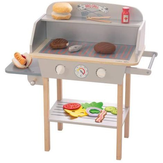 Jouet Barbecue En Bois - Roba - 14 Pièces Daccessoires En Peluche Gris