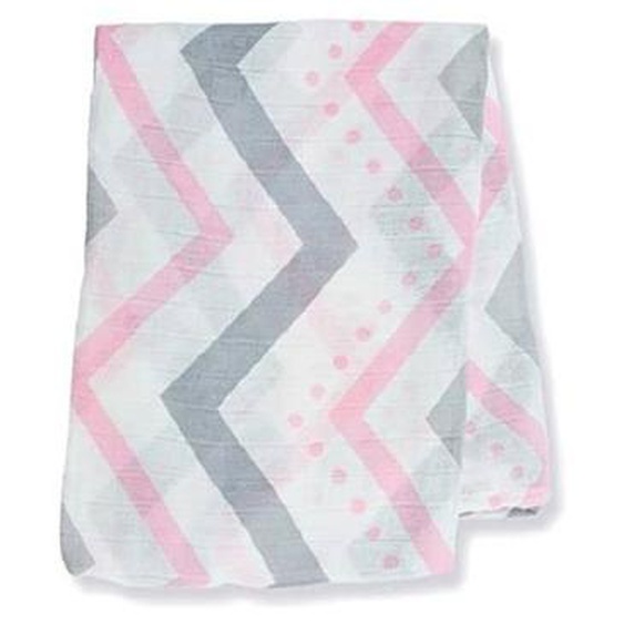 Lange En Bambou Chevron Rose 120x120 Cm - Lulujo - Douceur Et Polyvalence - Fille Rose