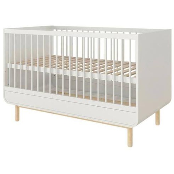 Lit Bébé Évolutif - Akiten Retail - Modèle Sasha - Matelas Inclus 70x140 Cm - Bois Massif - 4 Positions Blanc