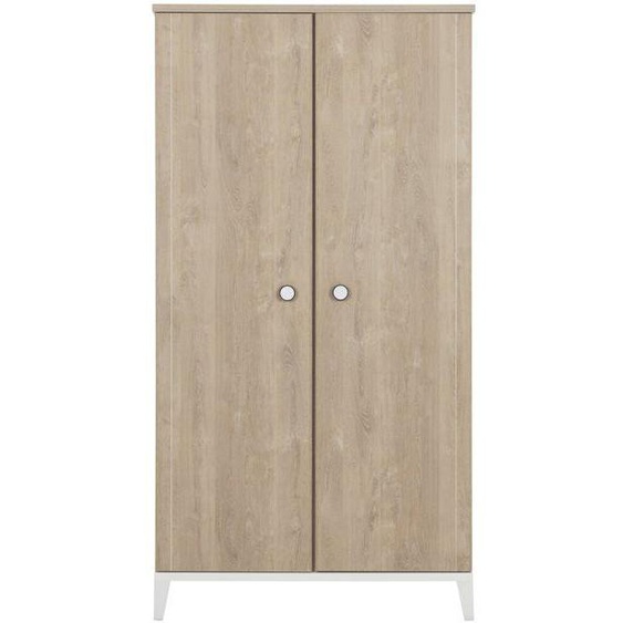 Lit combiné bébé 70x140 + commode à langer 3 tiroirs + armoire 2 portes - Marcel - Naturel et marron