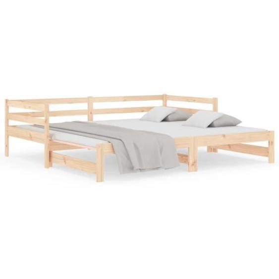 Lit de jour avec lit gigogne 90x190 cm bois de pin massif-ASH7751307660772