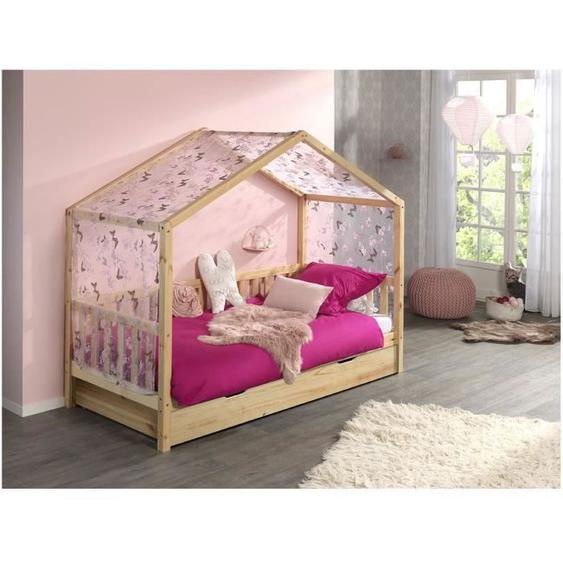 Lit enfant à baldaquin - Vipack - Dallas - Bois massif - Rose - 1 place - 90x200cm