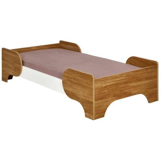 Lit Enfant Évolutif - Akiten Retail - Pango - 70x140 Cm - Blanc Et Bois - 2 Hauteurs Réglables Blanc