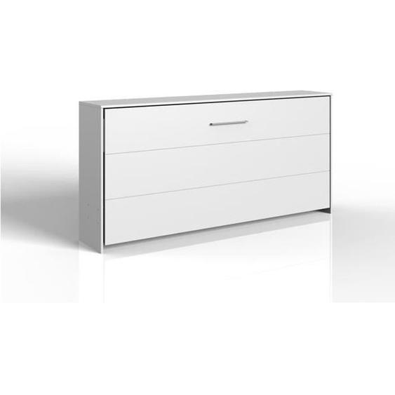 Lit escamotable horizontal 90x200 - L212 cm - 212 cm X 43 cm X 105 cm - CaliCosy Blanc