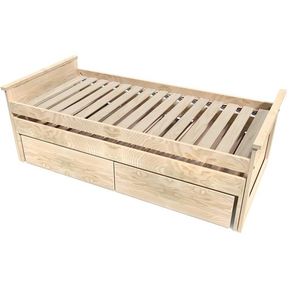 Lit Gigogne 90x200 Maxi en bois + tiroirs de rangement