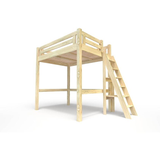 Lit Mezzanine adulte 120x200 bois + échelle hauteur réglable Alpage