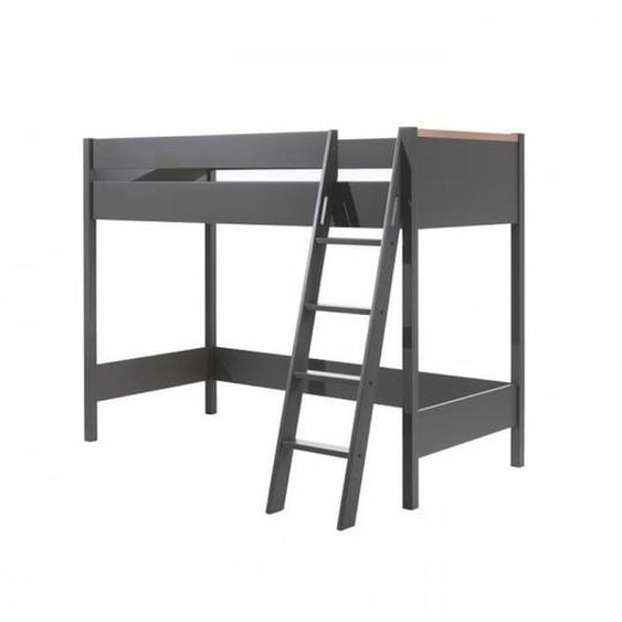 Lit mezzanine enfant London Compact anthracite - Vipack - 1 place - Bois massif - 90x200 cm - A lattes