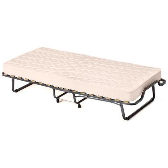 Lit Pliant 90 x 200 cm COSTWAY, Matelas Orthopédique en Mémoire 10 cm, Structure de Lit à 4 Roues pour Invités, Charge 120kg, Beige