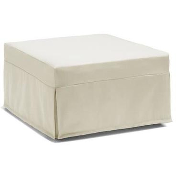 Lit pliant Ancilla, Pouf convertible en lit simple, 100% Made in Italy, Pouf de salon en tissu, Cm 80x80h45, Crème