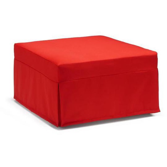 Lit pliant Ancilla, Pouf convertible en lit simple, 100% Made in Italy, Pouf de salon en tissu, Cm 80x80h45, Rouge