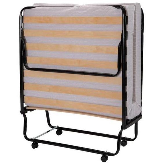 Lit pliant M10 - 90x190 - Tissu déco - 17 lattes bois - Gain de place