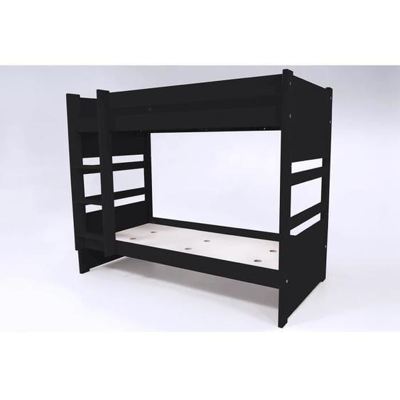 Lit superposé transformable en 2 lits - ABC MEUBLES - Duo - Noir - 90x190