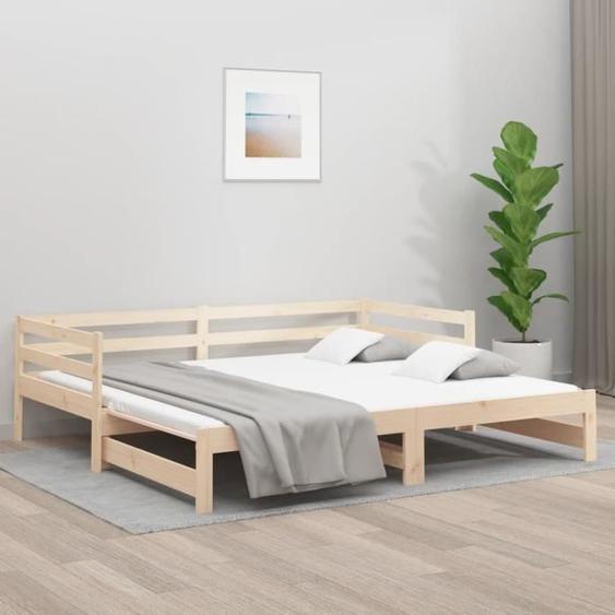 Lit supersleep - Lit de jour avec lit gigogne 90x190 cm bois de pin massif 193,5x181x56,5 cm