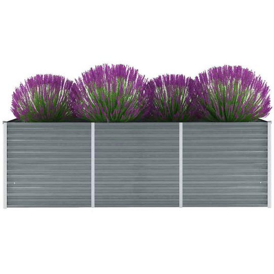 Lit surélevé de jardin Acier galvanisé 240x80x77 cm Gris