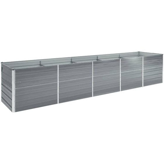 Lit surélevé de jardin Acier galvanisé 400x80x45 cm Gris