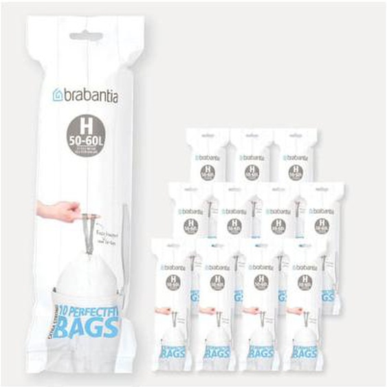 Lot de 12 rouleaux de 10 sacs poubelle 50/60 l  code H (dont 1 offert)