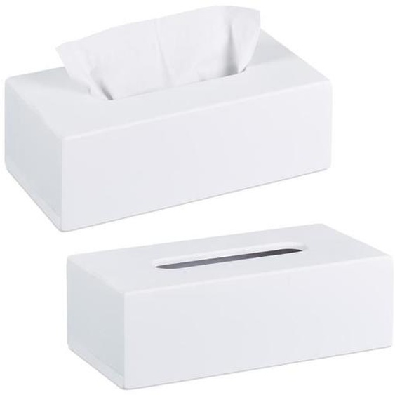 Lot de 2 boîtes à lingettes bambou blanc - 10043699-0